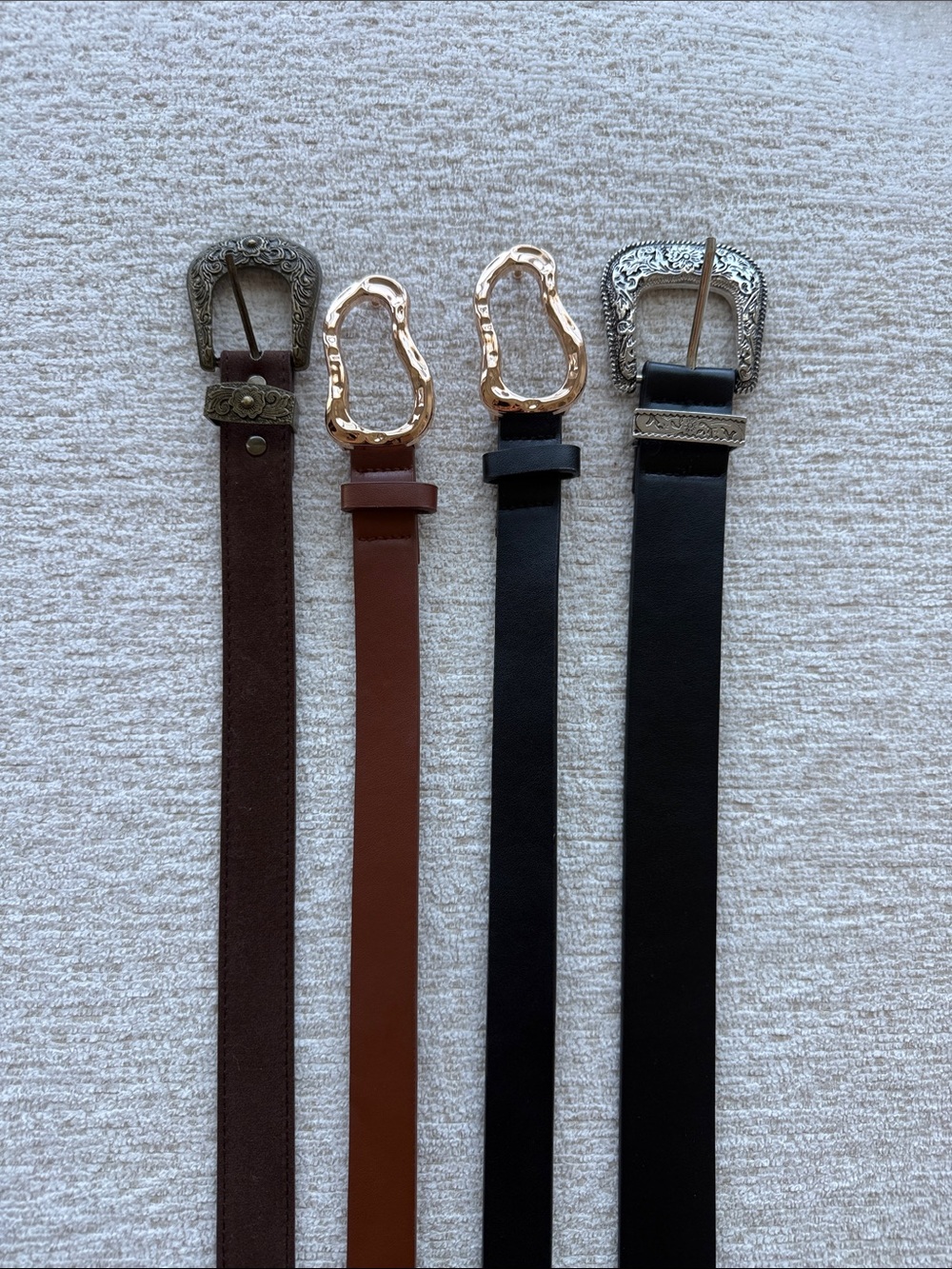Leather Belt Set - Black, Brown, Dark Brown - Women's Accessories